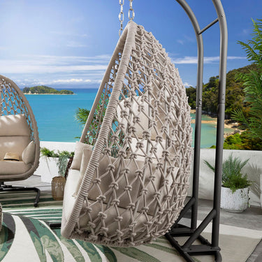 Quatropi Luxury Garden Double Egg Chair Premium Outdoor Swing Chair Cream Rope