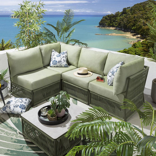 Cole Modular Outdoor Garden Corner Sofa Set Green 214x144cm L5B