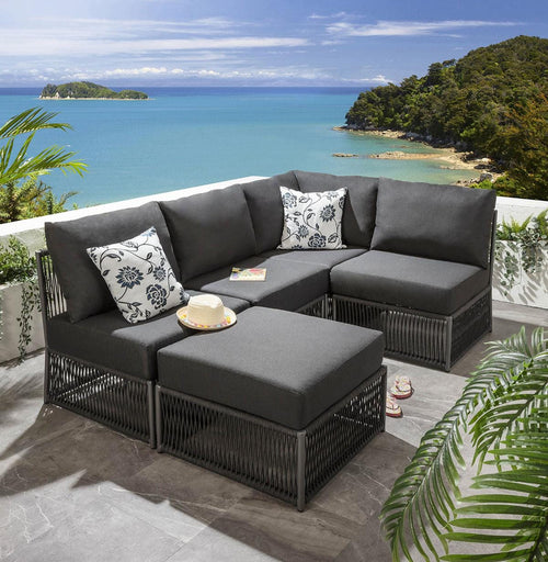 Cole Modular Outdoor Garden Corner Sofa Set Charcoal Grey 214x144cm L5B