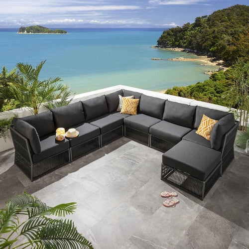 Cole Modular Garden Corner Sofa Set Grey 358x218cm L8