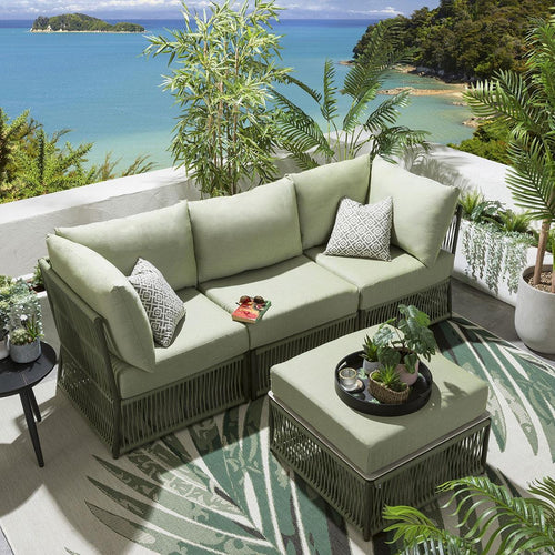Cole Modular Outdoor Garden Sofa Set Green 218cm S4