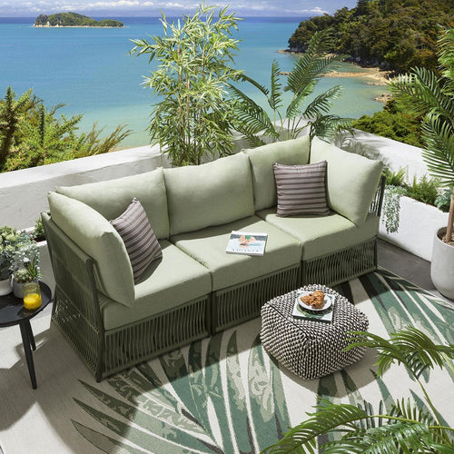 Cole Modular Outdoor Garden Sofa Set Green 218cm S3