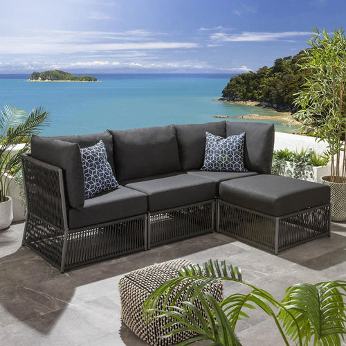 Cole Modular Outdoor Garden Sofa Set Charcoal Grey 218cm S4