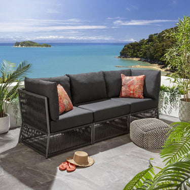 Quatropi Luxury Garden Sofa 3 Seat Modular Set Outdoor Patio Grey Rope Weave
