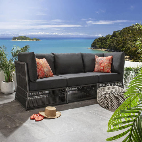 Cole Modular Outdoor Garden Sofa Set Charcoal Grey 218cm S3