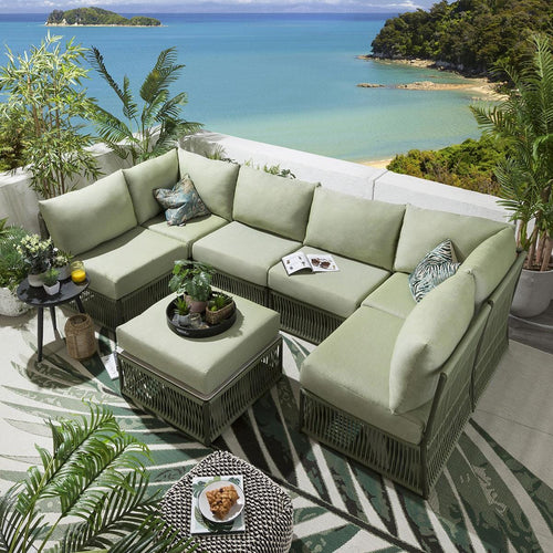 Cole Modular Outdoor U-Shape Garden Corner Sofa Set Green 288x144cm U7