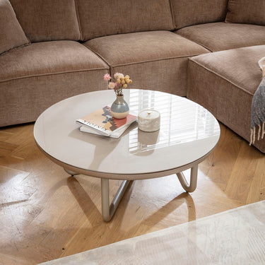 Quatropi Luxury Glass Round Coffee Table Gold 100cm