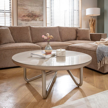 Quatropi Luxury Glass Round Coffee Table Gold 100cm