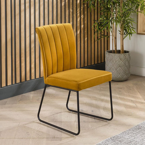 Deco Luxury Velvet Dining Chair Mustard Yellow