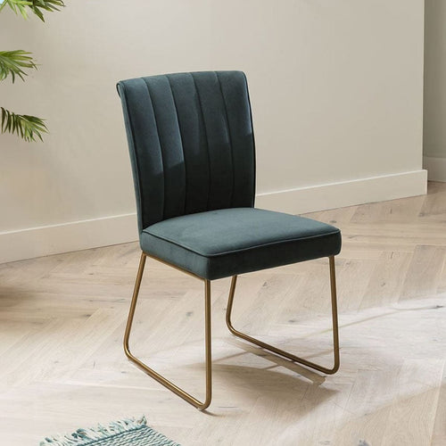 Deco Luxury Velvet Dining Chair Teal & Brass