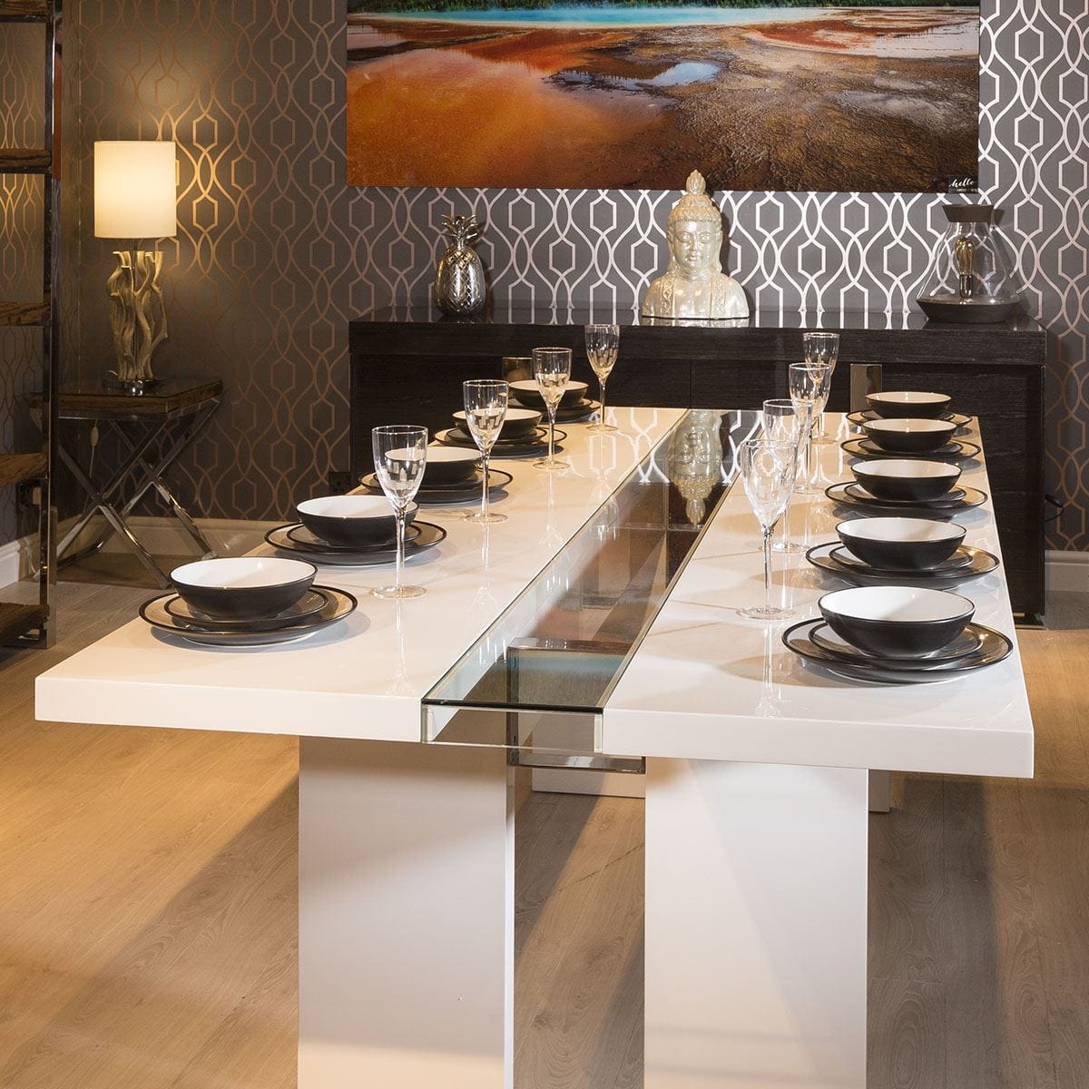 Luxury Large 10 Seater 240cm Kitchen Dining Table White Gloss Glass ...