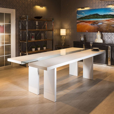 Quatropi  Luxury Large 10 Seater 240cm Kitchen Dining Table White Gloss Glass