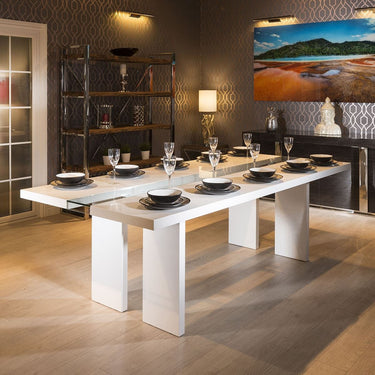 Quatropi  Luxury Large 10 Seater 240cm Kitchen Dining Table White Gloss Glass