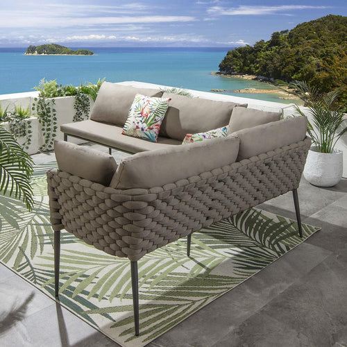 Sundowner Left-Hand Garden Corner Bench Coffee Beige 193x184cm