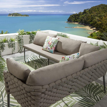 Quatropi Luxury Outdoor Garden Corner Bench Seating Rope Weave Left-Hand Beige