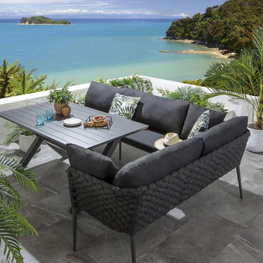 Quatropi Luxury Outdoor Garden Corner Bench Seating Rope Weave Left-Hand Grey