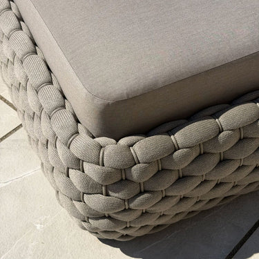 Quatropi Luxury Outdoor Garden Cushioned Sun Lounger Rope Weave Beige 208x85cm