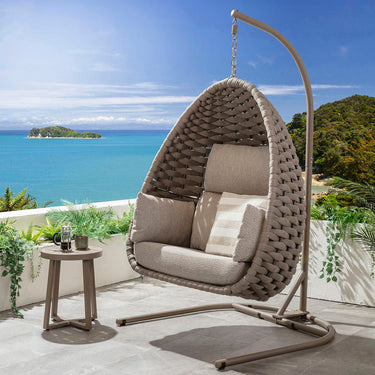 Quatropi Luxury Outdoor Hanging Garden Egg Chair Swing Cream
