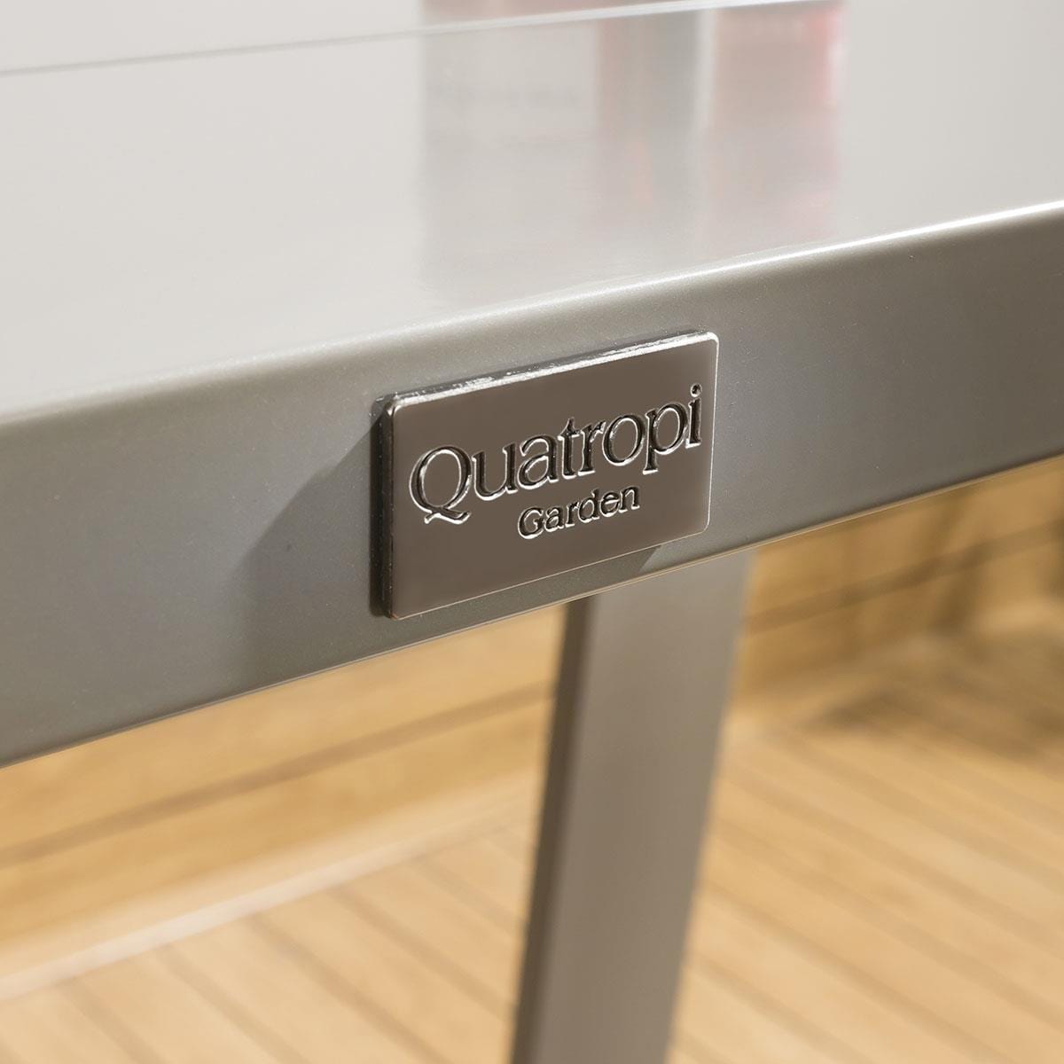 Quatropi Luxury Outdoor Tall Bar Table 150x70cm Grey Aluminium Garden Freddy