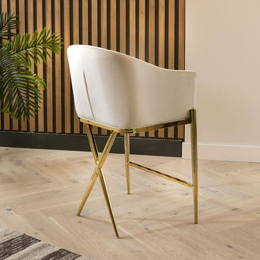 Quatropi Luxury Velvet Counter Height Kitchen Island Bar Stool Cream Gold Legs