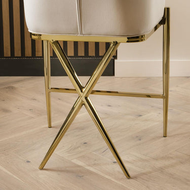 Quatropi Luxury Velvet Counter Height Kitchen Island Bar Stool Cream Gold Legs