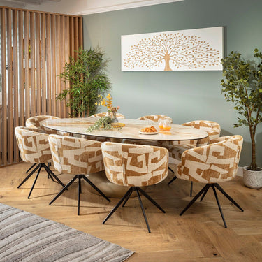 Quatropi Lyla & Venusia Large 8 Seater Oval Dining Set Yellow & White Ceramic