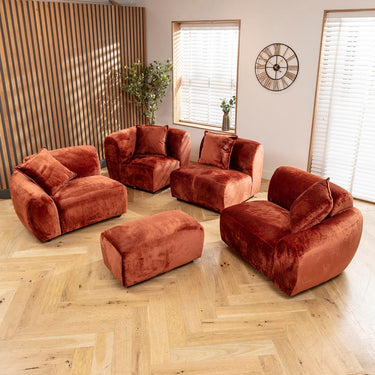 Quatropi Maddie Left-Hand Armed Modular Sofa Section Fire 114x96cm