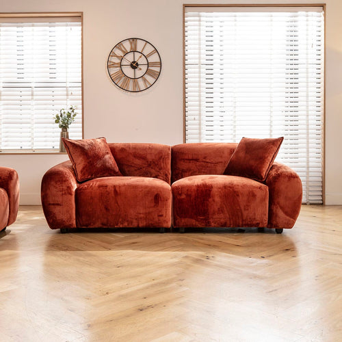 Maddie 2 Seater Sofa Fire Orange 228x96cm 2S