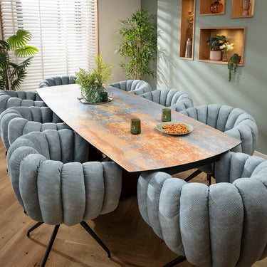Quatropi Maisy & Zelda Large 8 Seater Extendable Dining Set Rustic Blue Ceramic