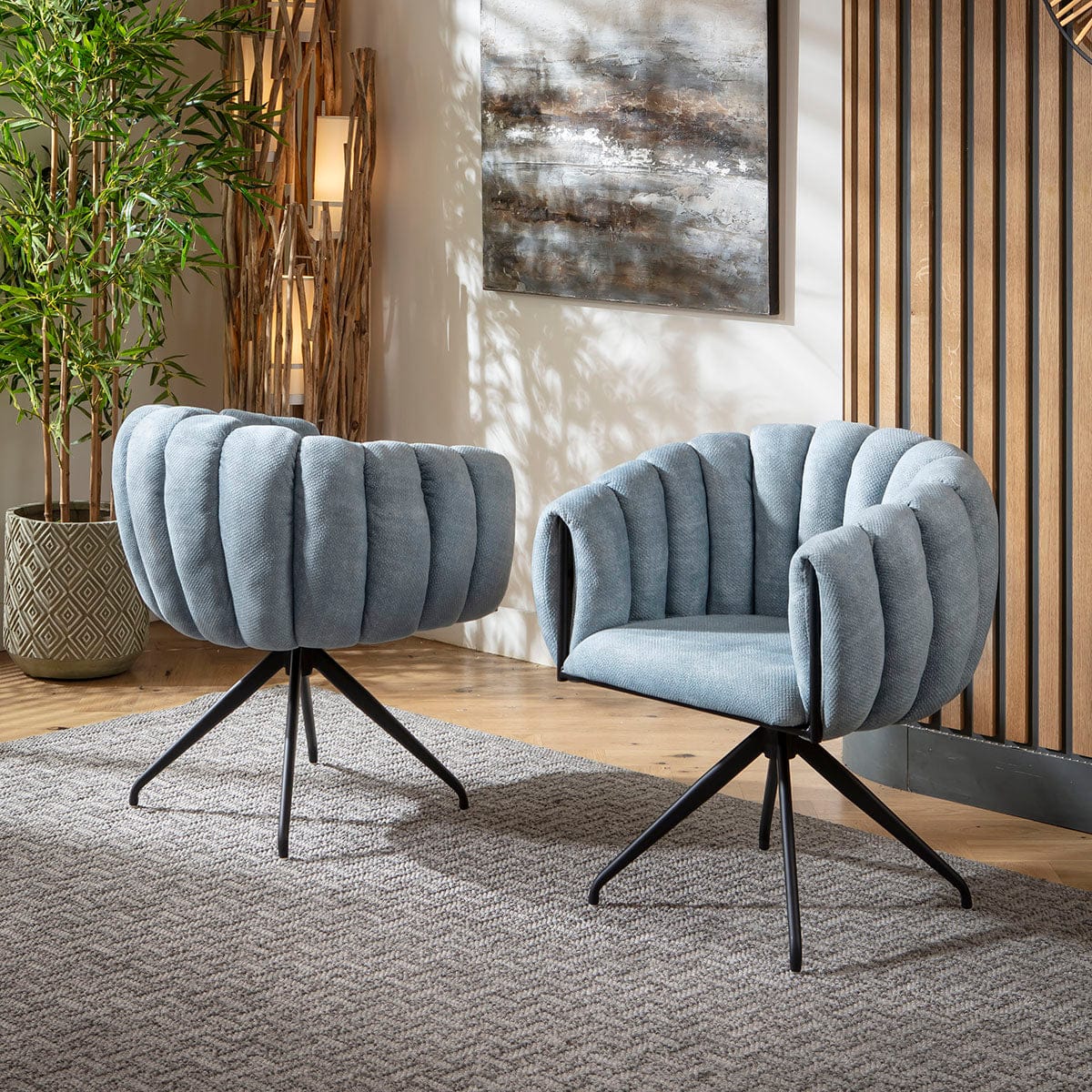 Modern Extendable Dining Table and Chairs 6 Seater Set Rustic Blue ...