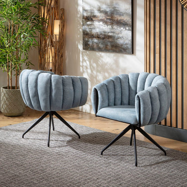 Quatropi Maisy & Zelda Modern 6 Seater Extendable Dining Set Rustic Blue Ceramic