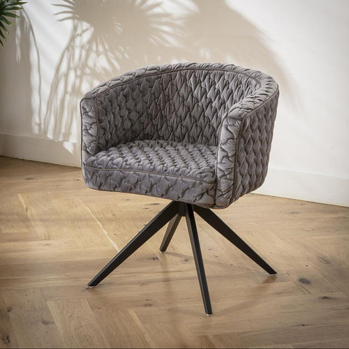 Maple Return Swivel Carver Velvet Dining Chair Dark Grey