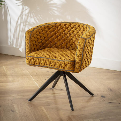 Maple Return Swivel Carver Dining Chair Mustard Yellow