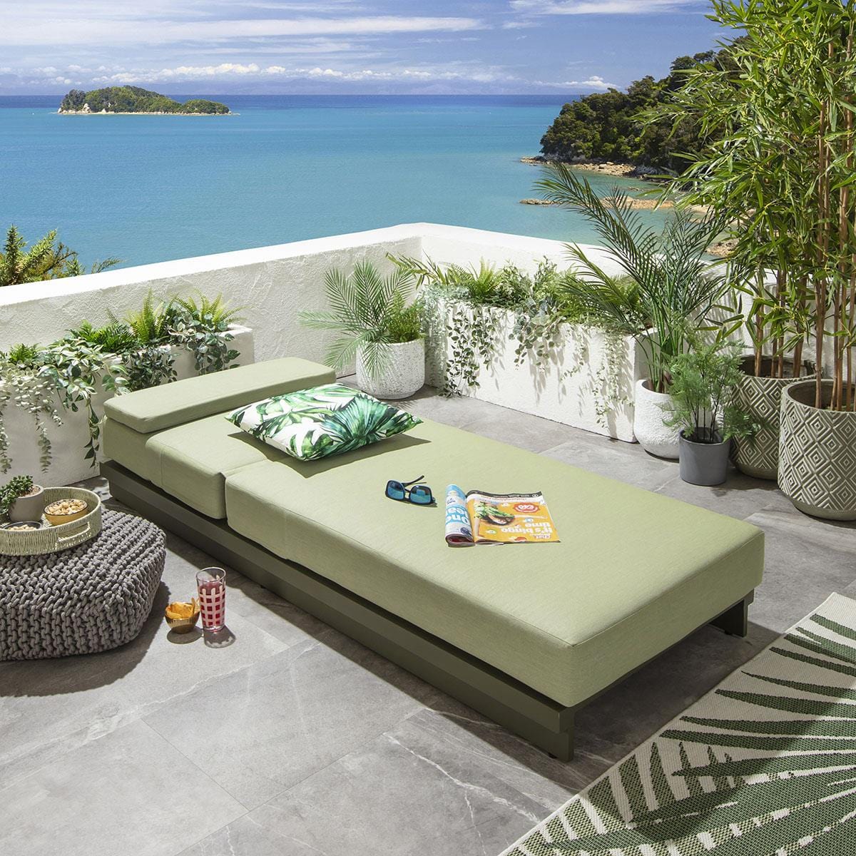 Quatropi Marbella Garden Cushioned Sun Lounger Green 200x78cm