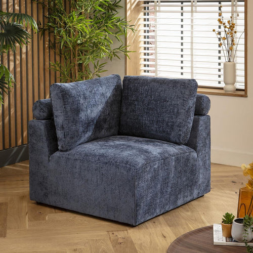 Martha Corner Section Blue Chenille 92x92cm