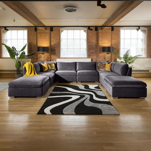 Massive Modern Mikey Corner Sofa Dark Grey Cinema Settee 10