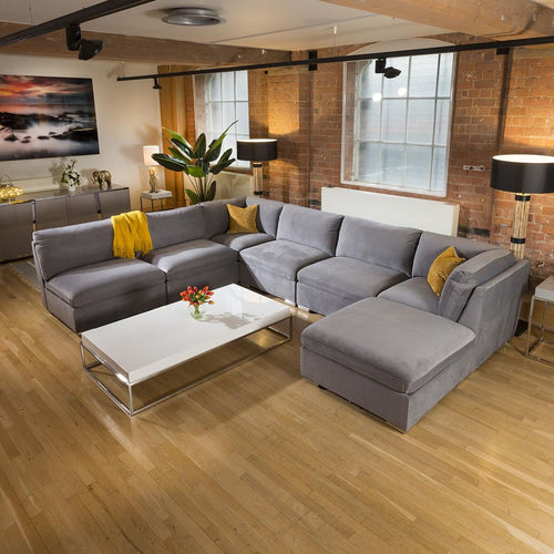 Massive Modern Mikey Corner Sofa Medium Grey 7 Seater U Shape 9L