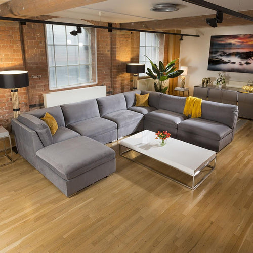 Massive Modern Mikey Corner Sofa Medium Grey 7 Seater U Shape 9R