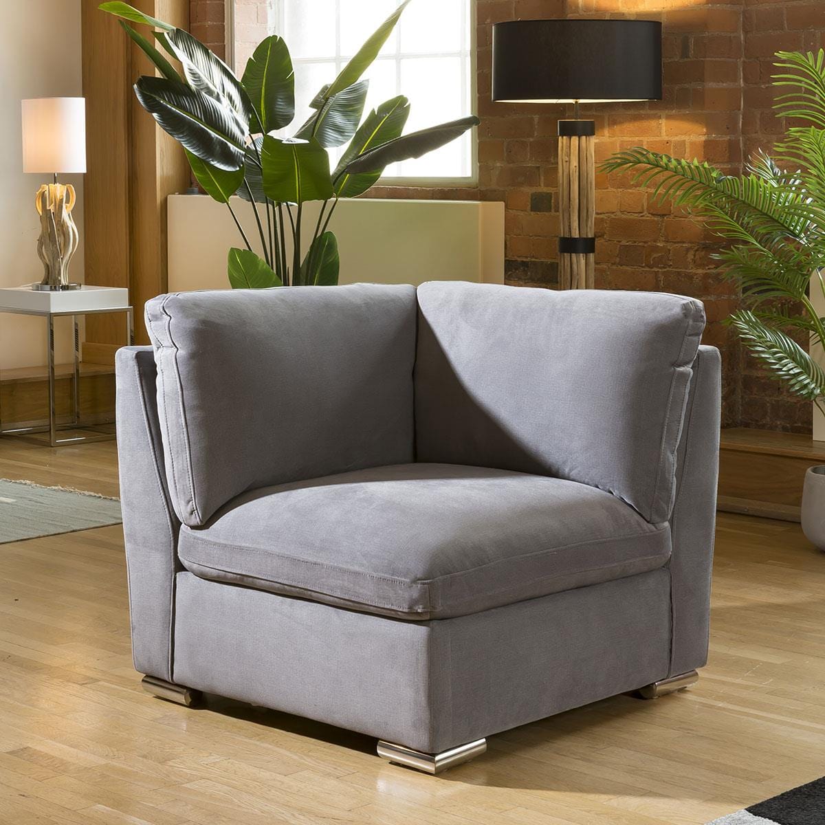 Quatropi Massive Modern Mikey Corner Sofa Medium Grey 7 Seater U Shape 9R