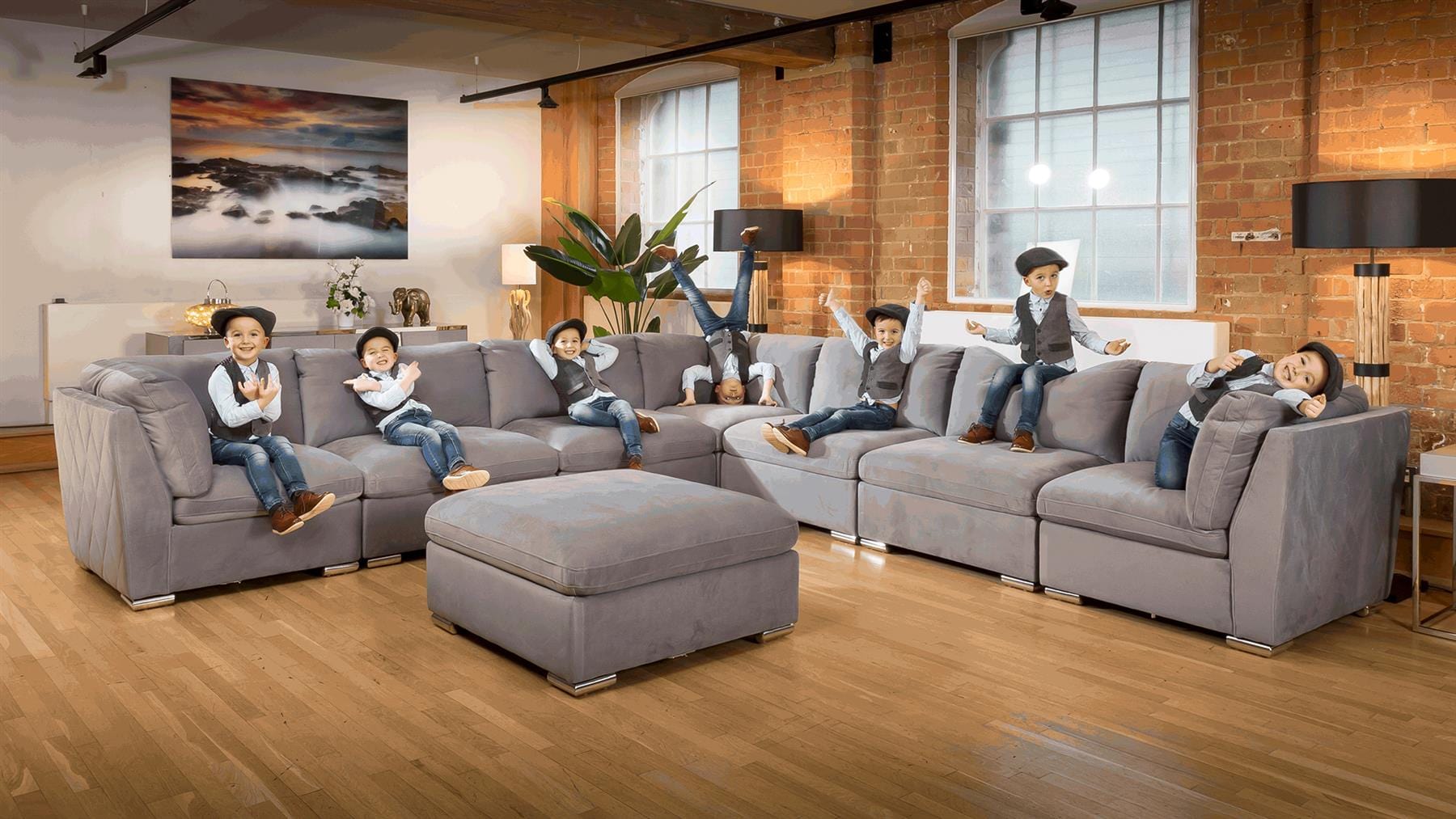 Quatropi Massive Modern Mikey Corner Sofa Medium Grey Cinema Settee 18