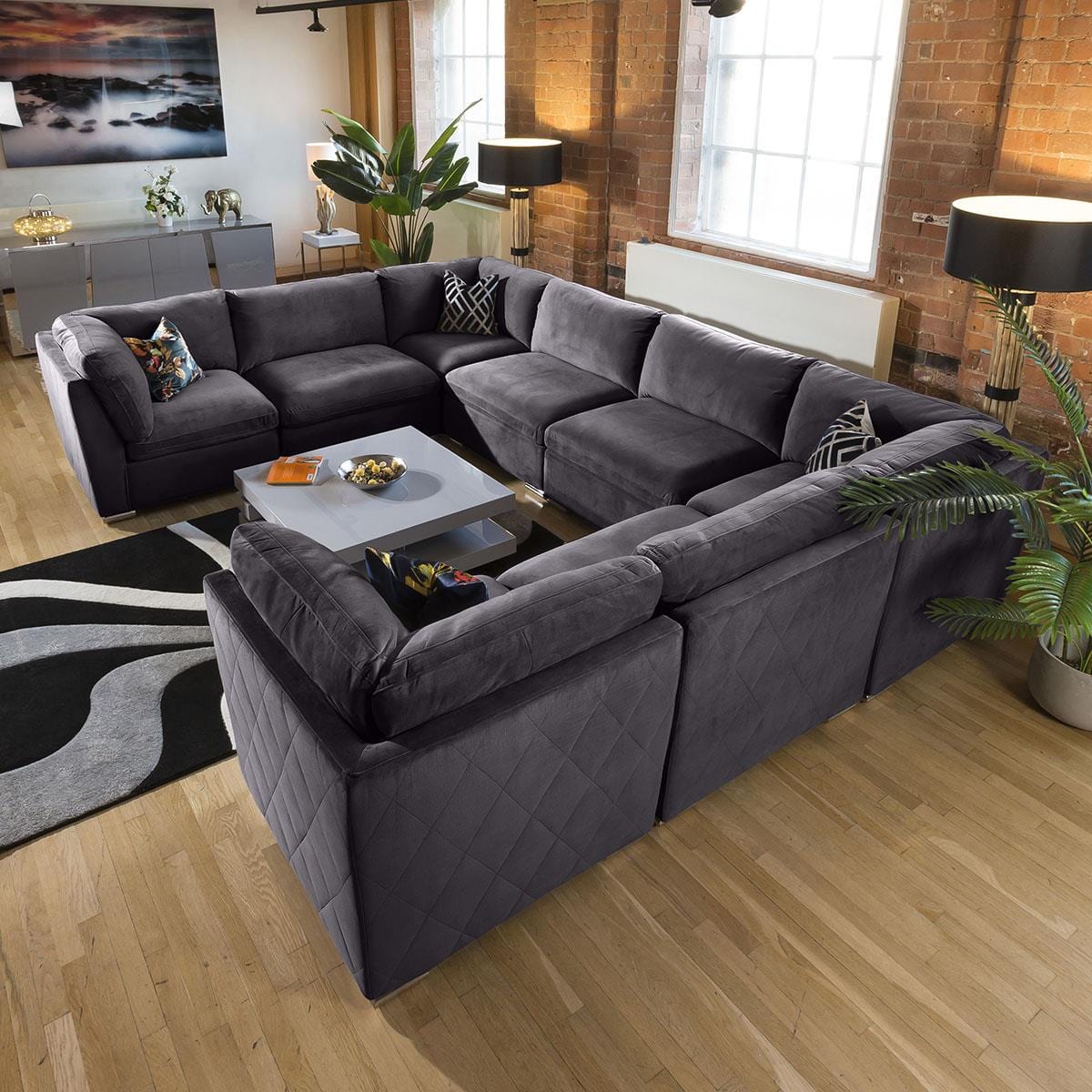 Quatropi Massive Modern Mikey Sofa Dark Grey U Shape Corner Couch 11