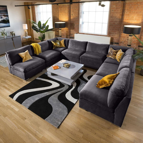 Massive Modern Mikey U Corner Sofa Dark Grey Cinema Settee 18