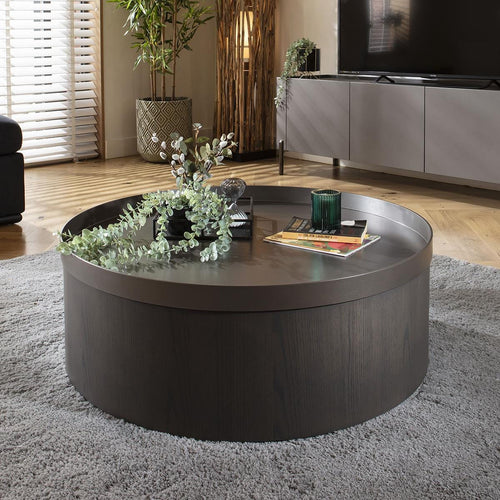 Mercury Round Coffee Table Grey Oak Wash 90cm