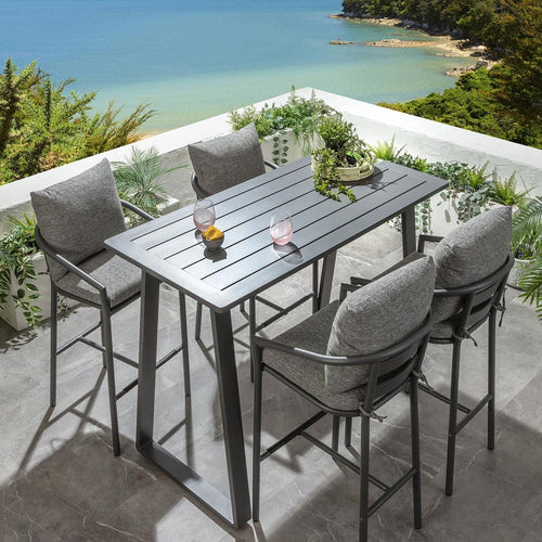 Mia 4 Seater Outdoor Garden Bar Set Grey Aluminium