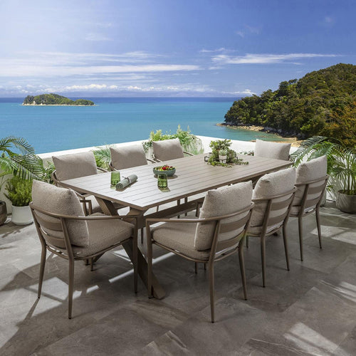 Mia 8 Seater Outdoor Garden Dining Set Cream & Beige Aluminium