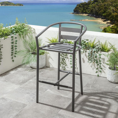 Quatropi Mia Aluminium Outdoor Garden Bar Stool Grey