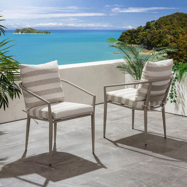 Quatropi Mia Aluminium Outdoor Garden Dining Chair Cream Beige Stripe