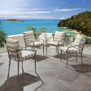 Quatropi Mia Aluminium Outdoor Garden Dining Chair Cream Beige Stripe