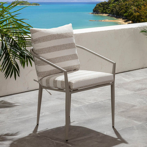 Mia Aluminium Outdoor Garden Dining Chair Cream Beige Stripe