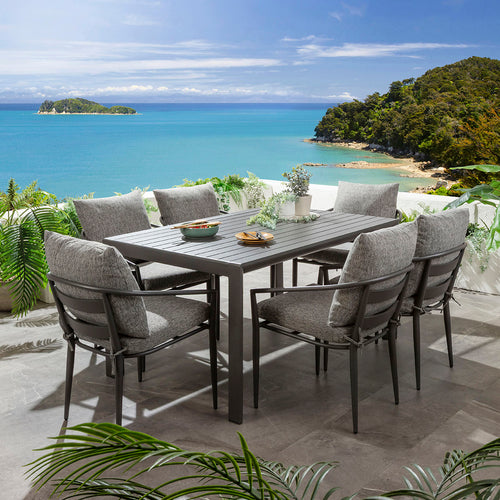 Mia & Atlas 6 Seater Extendable Outdoor Garden Dining Set Grey Aluminium